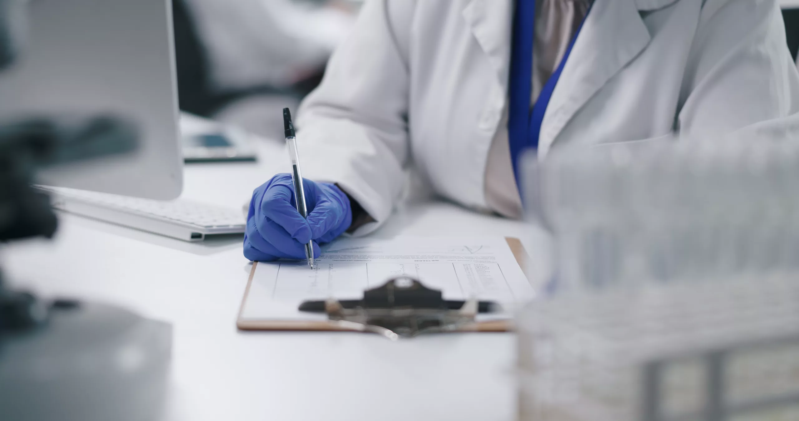 Hand,,Laboratory,And,Checklist,On,Clipboard,Or,Healthcare,Research,For