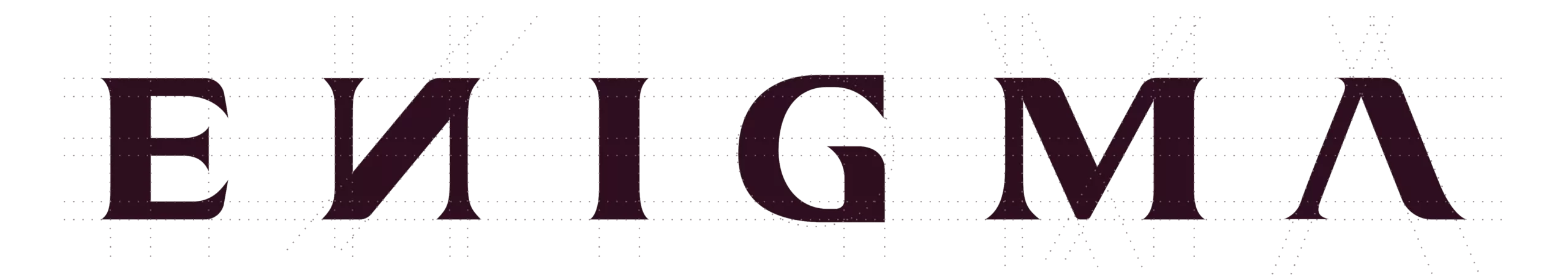 Logo ENIGMA avec quadrillage et tracés de construction