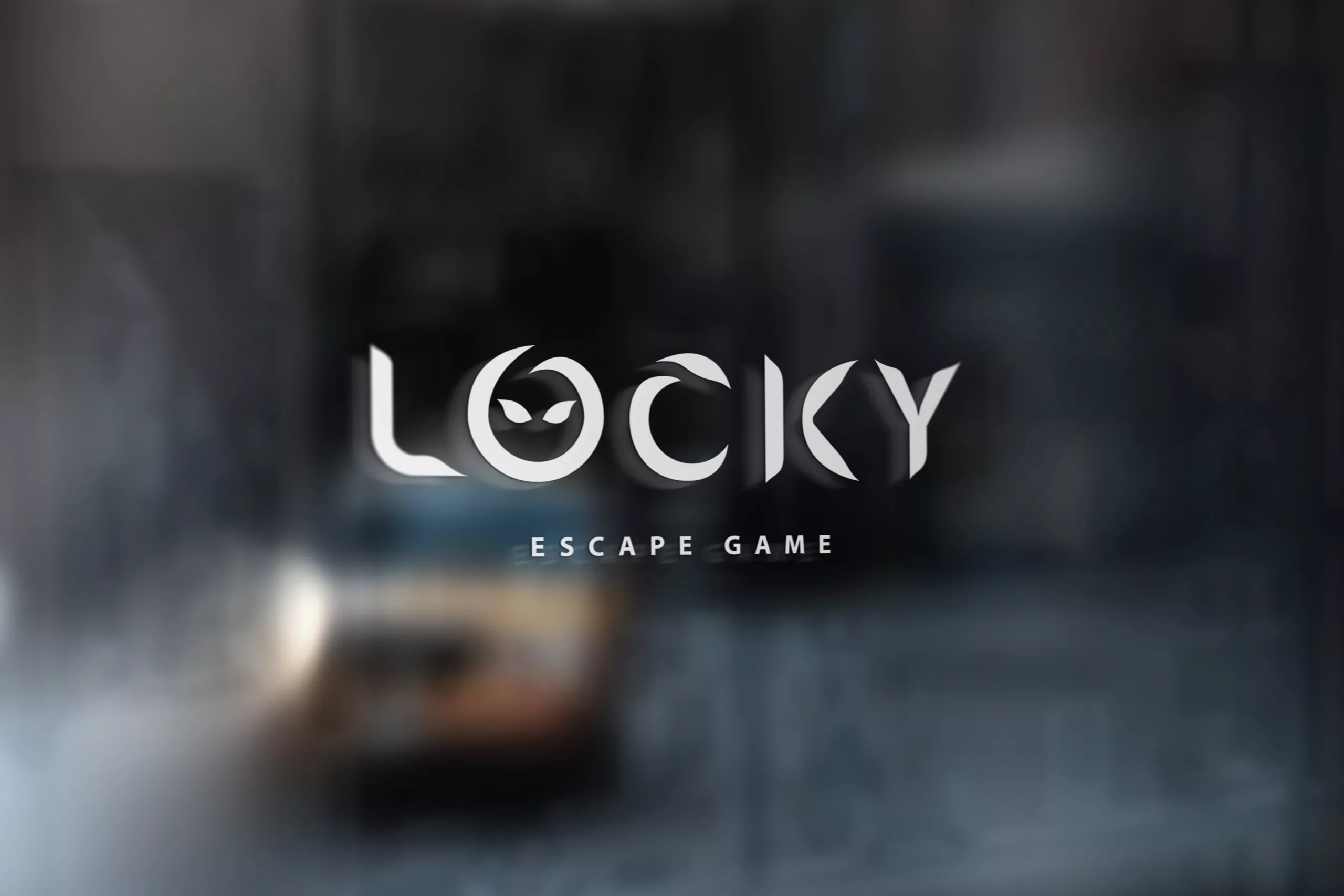Mockup du logo LOCKY appliqué sur une vitrine